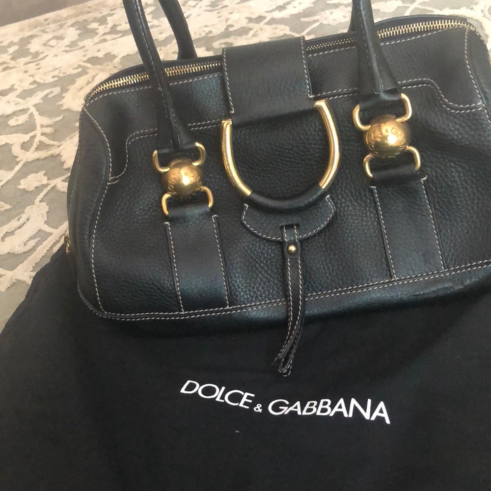 Dolce Gabbana Pebbled Black leather Bag